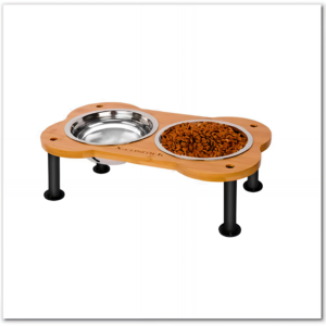 Unique Bone Shape Bamboo Raised Pet Bowls