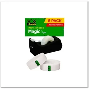 Scotch Magic Tape, 6 Rolls With Dispenser